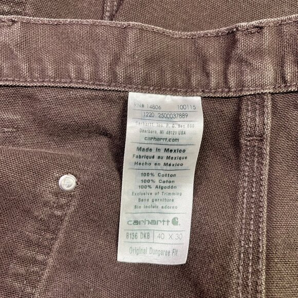 Carhartt Men's 40x30 Original Dungaree Fit Double Knee Duck Pants B136 DKB - Picture 2 of 8